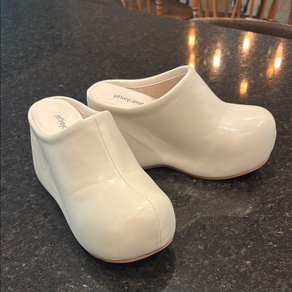 Jeffrey Campbell Cream Platform Clogs